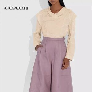 COACH Chain Jacquard Cowl Neck Blouse